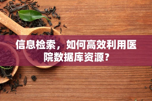 信息检索，如何高效利用医院数据库资源？