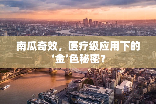 南瓜奇效，医疗级应用下的‘金’色秘密？