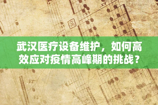 武汉医疗设备维护，如何高效应对疫情高峰期的挑战？